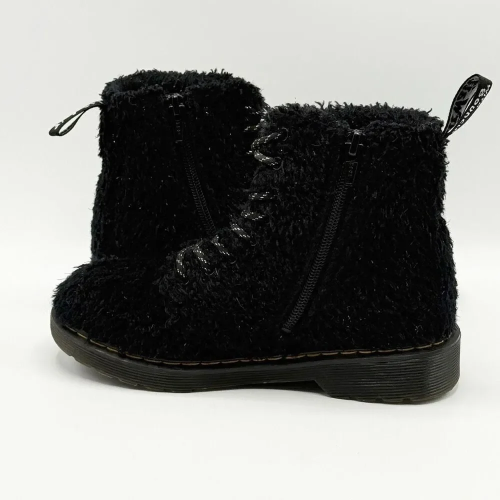 Dr. Martens Kids' 1460 Pascal Tinsel Faux Fur Boots in Black - US Big Kids 1 / E
